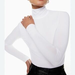 Wilfred Everyday Ribbed Mock Neck White Long Sleeve Top Size Medium Minimalist